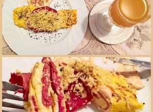 Foto resep Omelette with Beef Bacon