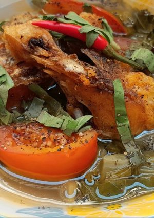 Hình của món Canh dưa chua nấu cá diêu hồng.