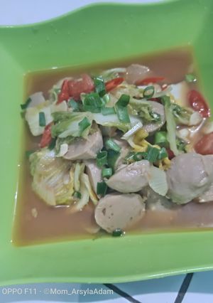 Foto resep Sawi putih mix bakso kuah