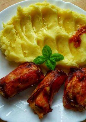 Csirkemell darabkák angol szalonnába tekerve 👩‍🍳 recept fotója