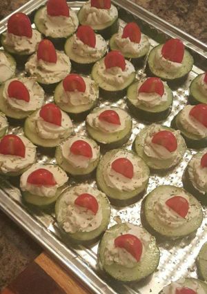 A picture of Cream cheese cucumber cups.