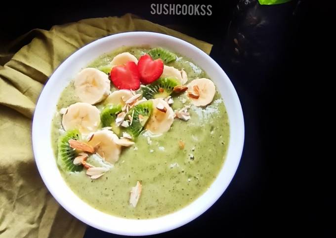 Simple Way to Make Super Quick Homemade GREEN SMOOTHIE BOWL🥗