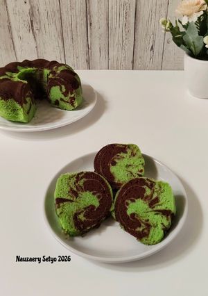 Foto resep Bolu Kukus Marmer Pandan Cokelat