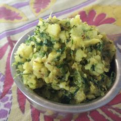 A picture of Mashed Aloo Methi Curry (Mashed Potato and fenugreek leave fry).