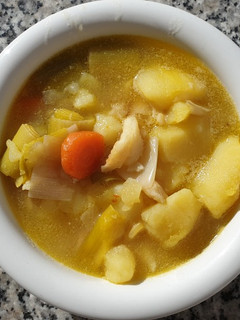 Una foto de Porrusalda con bacalao