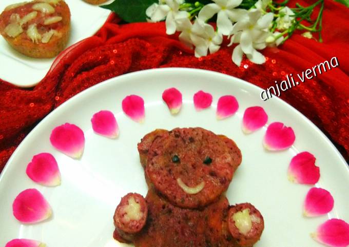 Recipe of Super Quick Beetroot Teddybear Cheese Pizza Cake