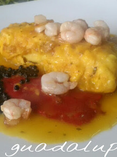 Una foto de Merluza en salsa con piquillos y gambas picantes en GME Y GMF y tradicional