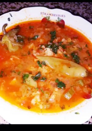 Une photo de Soupe au pain kabyle (Le reste du pain au petit dés et soupe)