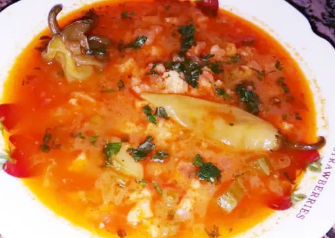Soupe au pain kabyle (Le reste du pain au petit dés et soupe)