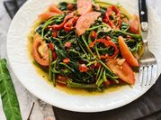 A picture of water spinach with garlic