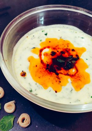 A picture of Mooli ke patto ka Raita (Radish Leaves Raita).