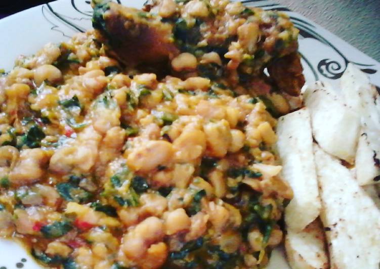 Recipe of Any-night-of-the-week Grilled Chicken, Ugu Vegetable Honey Beans and Fried Yam Fingers