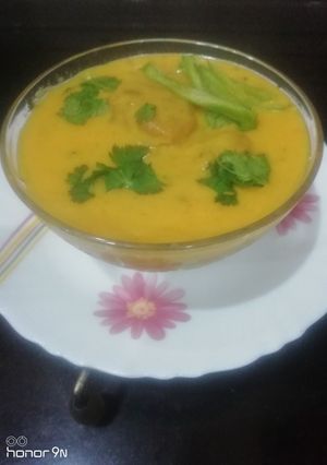 A picture of Methi Pakoda Kadhi.