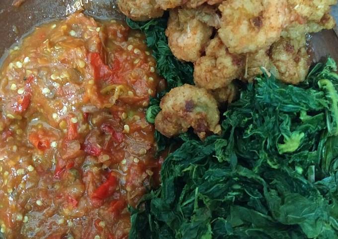 Sambal tomat goreng terasi dan tips spy daun paya tak pait