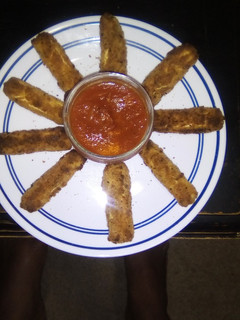 A picture of Faux "mozzarella" sticks.