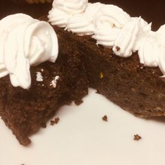 A picture of Eggless Butter-less milk-less chocolate cake.