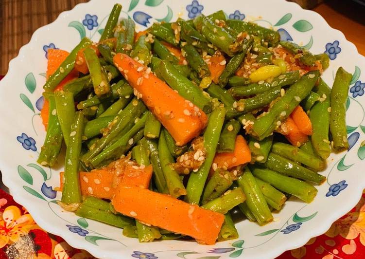 Recipe of Super Quick Homemade Beans and carrots stir fry