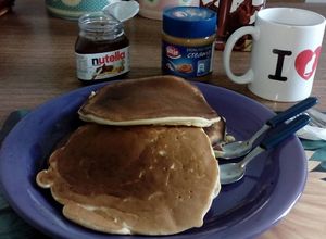 Una foto de Pancakes americanos caseros a sartén