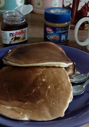 Una foto de Pancakes americanos caseros a sartén