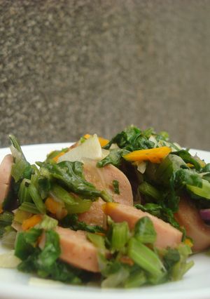 A picture of Paleo: Sausage Spinach Stir Fry.