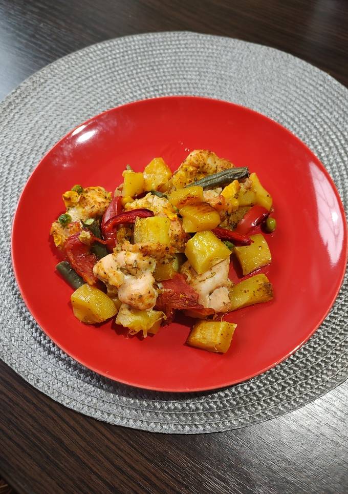 Овочеве рагу 🥘 з філе курки та заморожених овочів