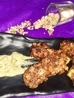 A picture of Crunchy Cottage Cheese Poppers With Mayo Dip.