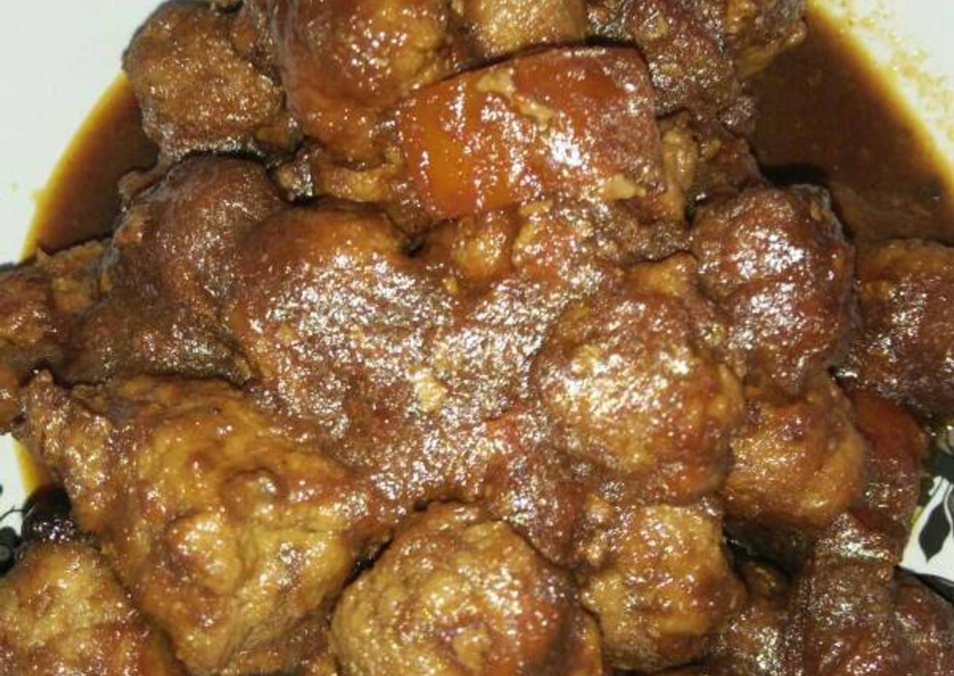 Daging sapi bumbu sate (babi) tanpa dibakar