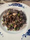 Tagliatelle cioccolato al salmone e piselli