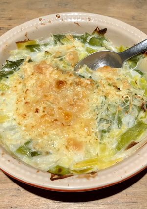 Une photo de Gratin de poireaux au parmesan