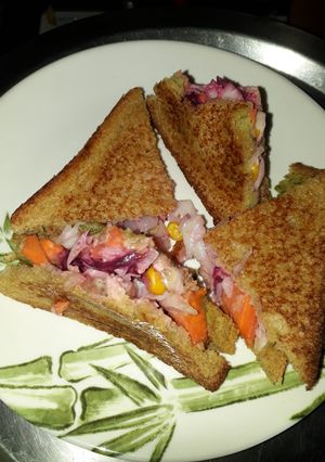 A picture of Veg mayo sandwich or grilled sandwich.