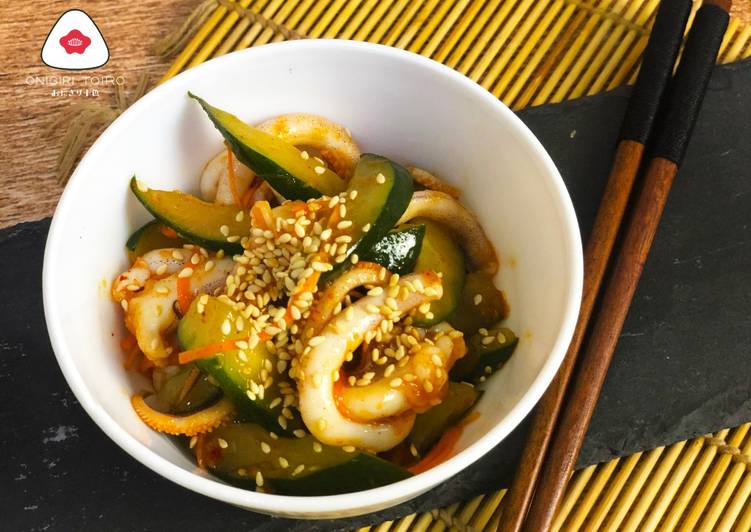 Langkah Mudah untuk Menyiapkan Salad Cumi dan Timun ala Korea 韓国風キュウリとイカの和え物 yang Lezat