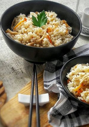 Foto resep Nasi Tim Jamur Wortel