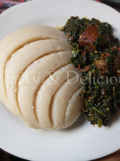 A picture of Vegetable soup with Semovita.