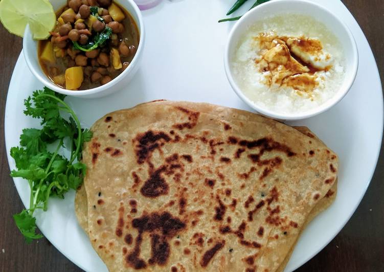 Steps to Prepare Homemade Plain Paratha with aloo chana ki sabji