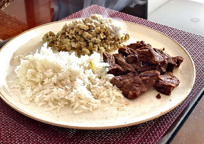 ? Lentejas, arroz y carne Receta de MaríaCook- Cookpad