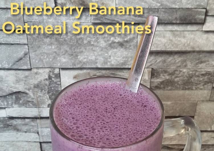 Tutorial memasak Blueberry Banana Oatmeal Smoothies gurih