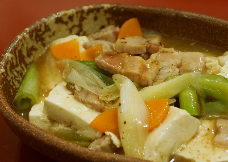 How to Prepare Perfect Bacon and Tofu stir-fry in Japanese Style gravy