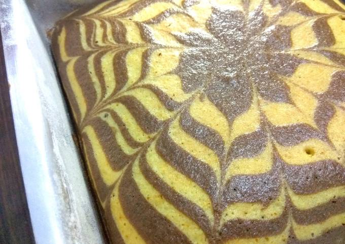 Recipe of Super Quick Eggless Zebra Cake (Eggless Cake Recipe)