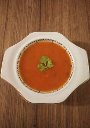 A picture of Tomato Pumpkin Soup.