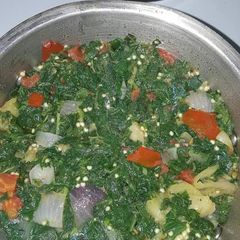 A picture of Cooked pumpkins leaves.