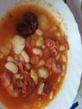 Fabada asturiana. Alubias blancas con compango en Thermomix