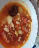 Fabada asturiana. Alubias blancas con compango en Thermomix