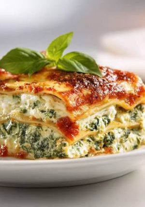 Una foto de Lasagna rápida de espinaca, ricota y jamón crudo