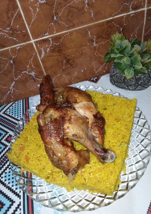 صورة لوصفة أرز بالخضار مع دجاج مشوي
