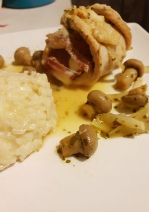 Une photo de Saltimbocca et son risotto