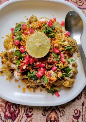 A picture of Shakarkandi Chaat/Sweet Potato Masala Chaat.