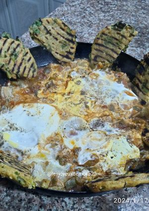 Une photo de Omelette poivron vert et fenouil