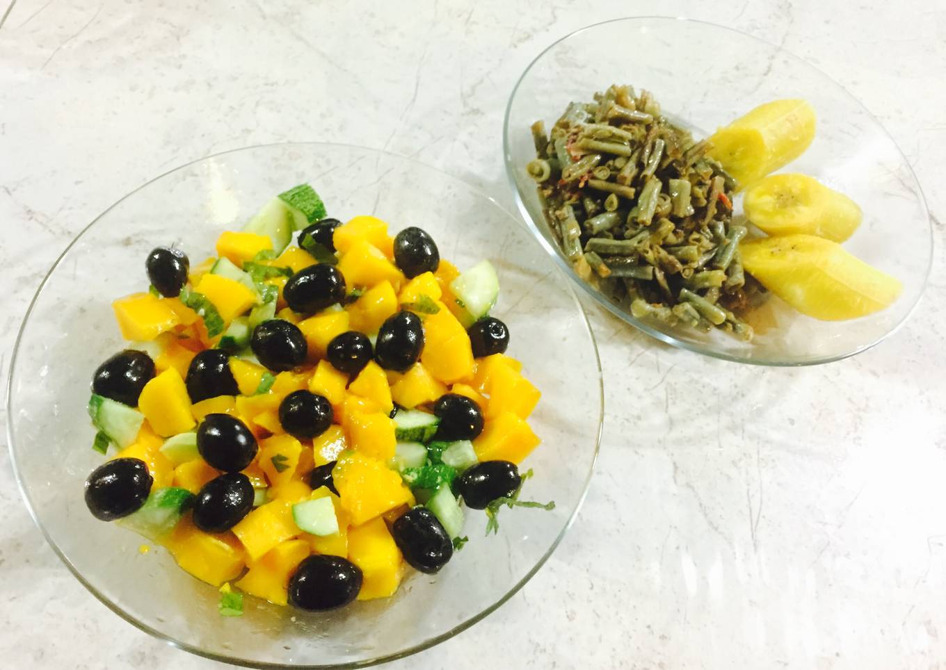 Mango and Jamun Salad with Pink Bodi and Plantains