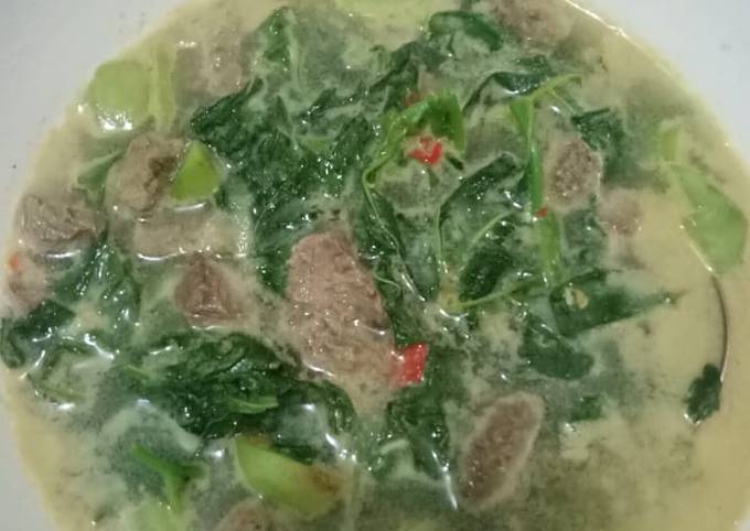 Bobor bayam daging dan labu siam