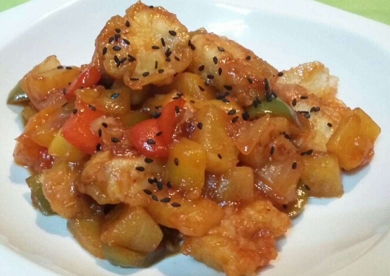 Pollo con salsa de fresas agridulce